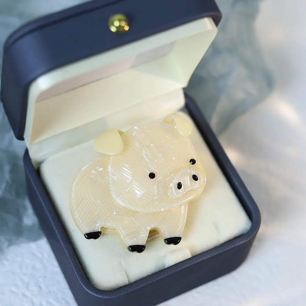 Woodland Piglet Handmade Acrylic Brooch