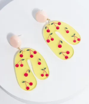 Yellow & Cherry Drop Earrings