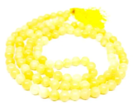 Yellow Calcite 8 mm Round (108   1=109) Beads Stone Jaap Mala (Positivity)